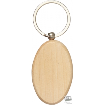 Afbeelding van relatiegeschenk:Ovale houten sleutelhanger